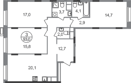 Квартира 93 м², 3-комнатная - изображение 1