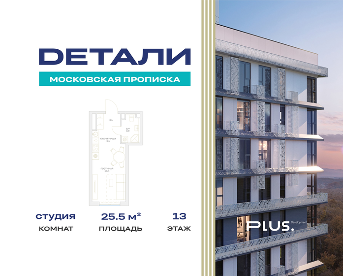 25,8 м², квартира-студия 5 956 966 ₽ - изображение 47