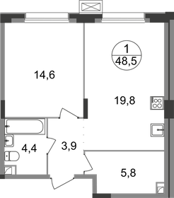 Квартира 48,5 м², 1-комнатная - изображение 1