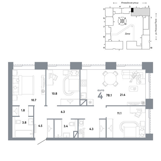 80 м², 3-комнатная квартира 25 500 000 ₽ - изображение 84