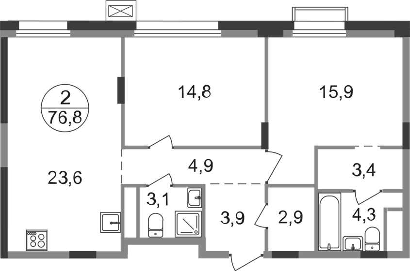 79 м², 2-комнатная квартира 24 200 000 ₽ - изображение 53