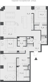 Квартира 148 м², 2-комнатная - изображение 1