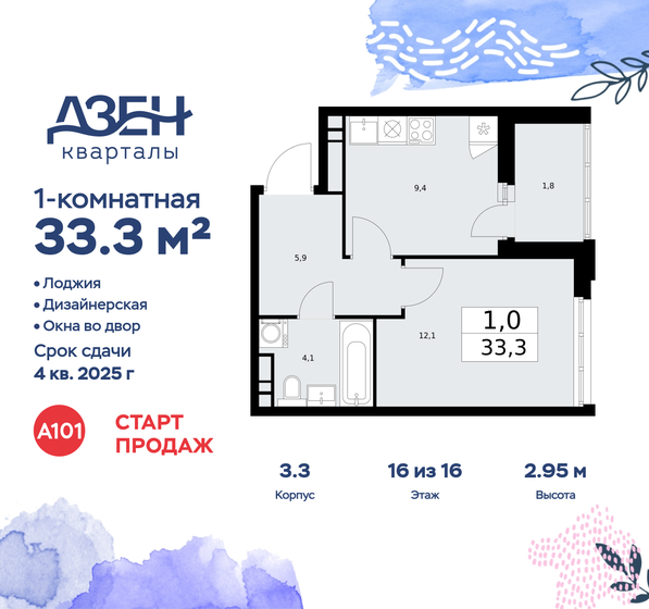 34,5 м², 1-комнатная квартира 11 500 000 ₽ - изображение 60