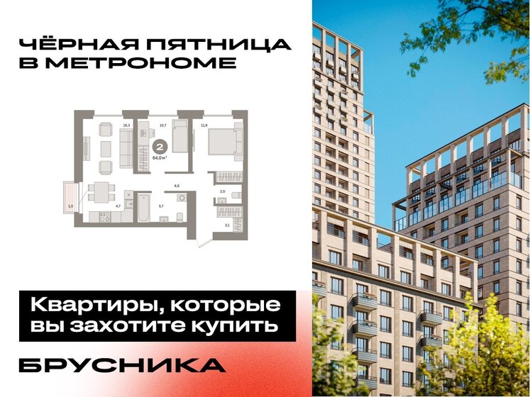 64,8 м², 2-комнатная квартира 21 170 000 ₽ - изображение 39