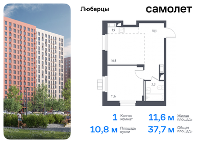 Квартира 38,3 м², 1-комнатные - изображение 1