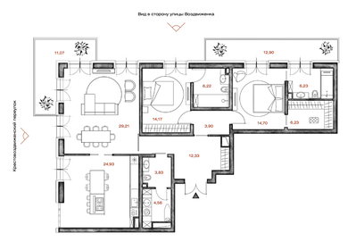 Квартира 133,5 м², 2-комнатная - изображение 1