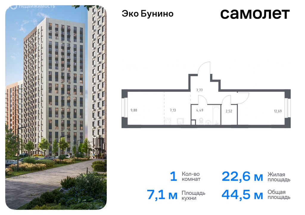 Варианты планировок ЖК «Эко Бунино» - планировка 9