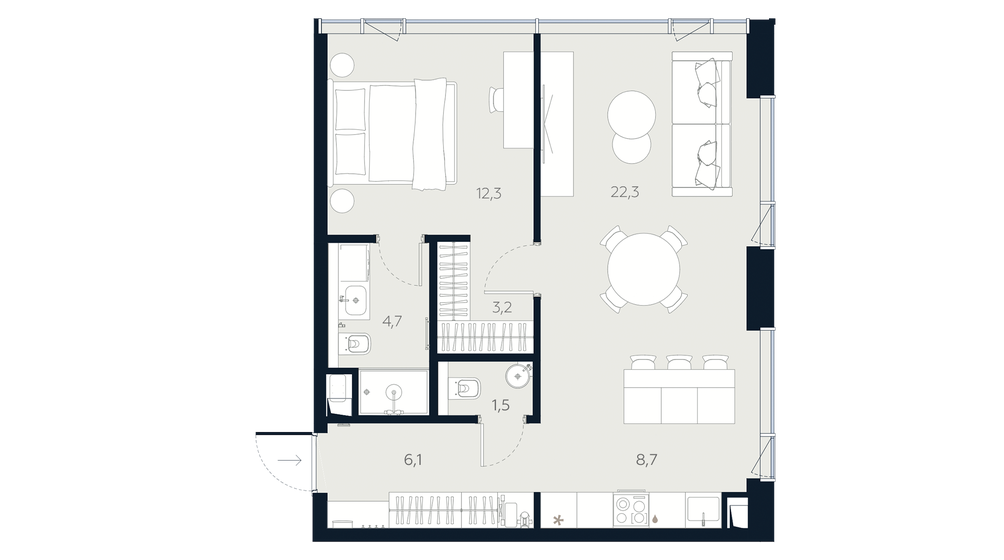 68 м², 1-комнатные апартаменты 44 907 224 ₽ - изображение 14