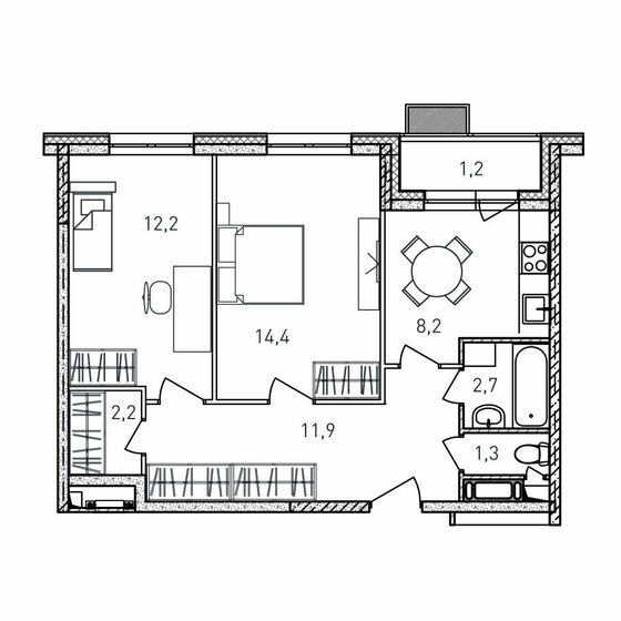 54,1 м², 2-комнатная квартира 10 820 000 ₽ - изображение 18