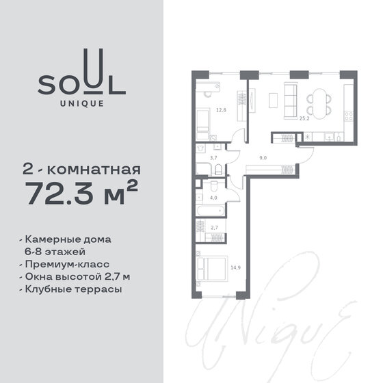 72,3 м², 2-комнатная квартира 35 372 776 ₽ - изображение 1