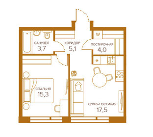 Квартира 45,3 м², 1-комнатная - изображение 1