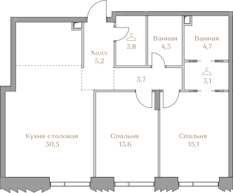 74,4 м², 3-комнатная квартира 49 000 000 ₽ - изображение 117