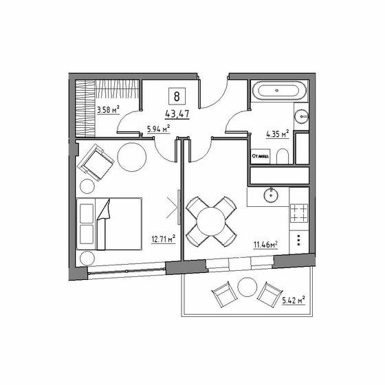 35,2 м², 1-комнатная квартира 6 800 000 ₽ - изображение 77