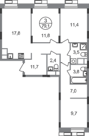 Квартира 79,1 м², 3-комнатная - изображение 1