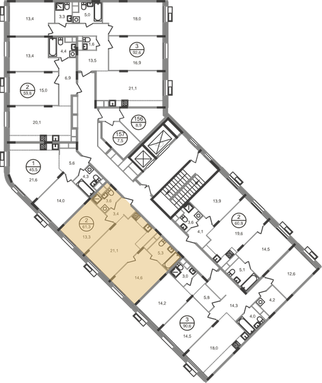 52,6 м², 2-комнатная квартира 18 400 786 ₽ - изображение 47