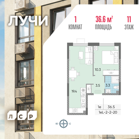 Квартира 36,6 м², 1-комнатная - изображение 1