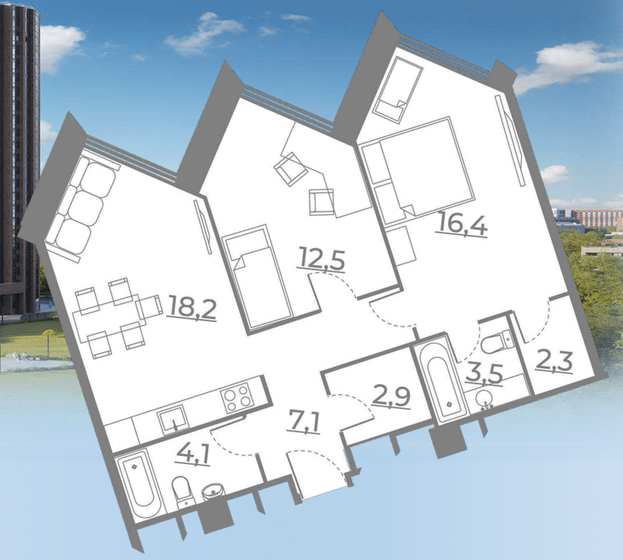 70,7 м², 2-комнатные апартаменты 22 500 000 ₽ - изображение 14