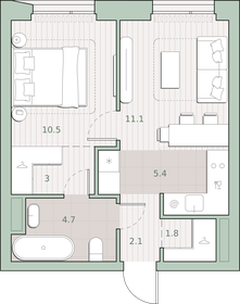 Квартира 38,6 м², 1-комнатная - изображение 1