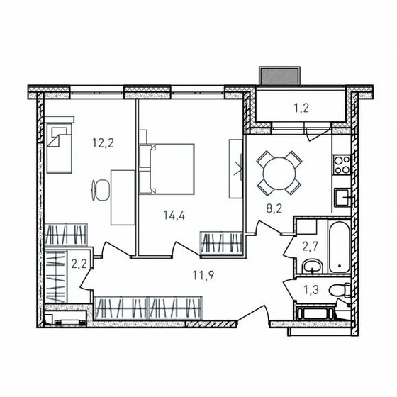 54,1 м², 2-комнатная квартира 10 820 000 ₽ - изображение 13