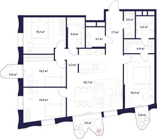 Квартира 128 м², 4-комнатная - изображение 1