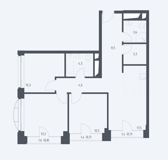 77 м², 3-комнатная квартира 26 900 000 ₽ - изображение 90