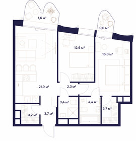 Квартира 73,6 м², 2-комнатная - изображение 1