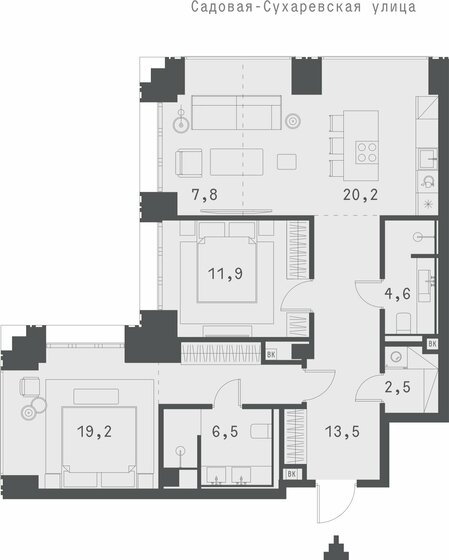 85 м², 1-комнатная квартира 131 684 440 ₽ - изображение 55