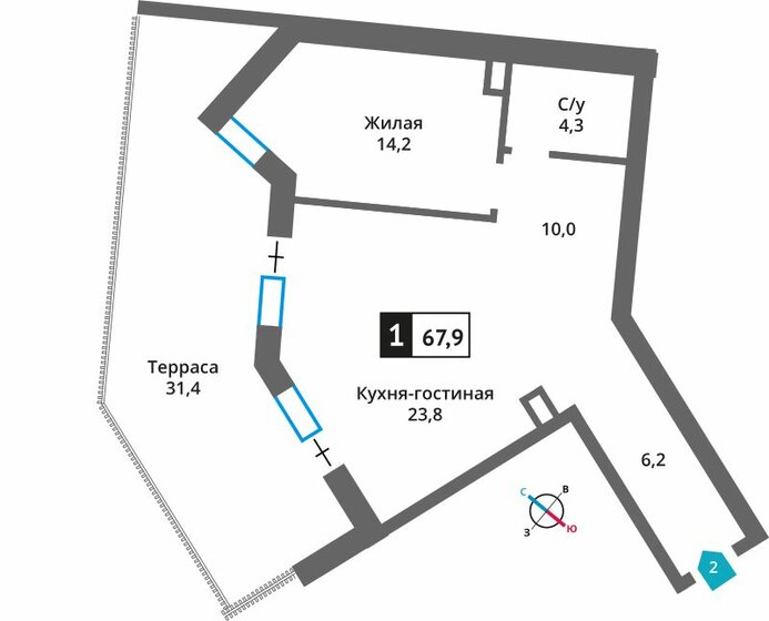 36,5 м², 1-комнатная квартира 14 533 530 ₽ - изображение 26