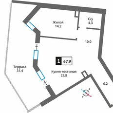 Квартира 67,9 м², 1-комнатная - изображение 2