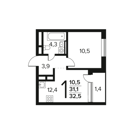 33,5 м², апартаменты-студия 5 762 000 ₽ - изображение 90