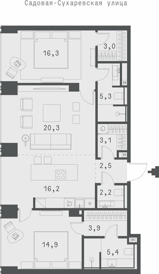 86,4 м², 2-комнатная квартира 136 660 336 ₽ - изображение 47