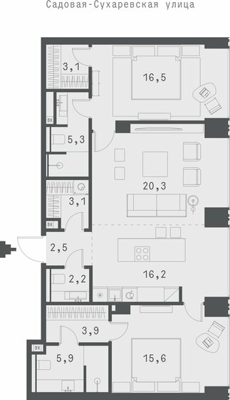 85 м², 1-комнатная квартира 131 684 440 ₽ - изображение 62