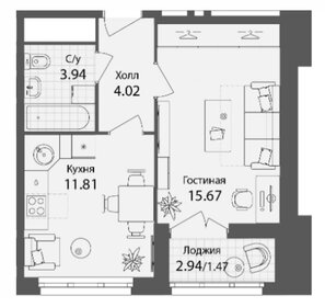 Квартира 36,9 м², 1-комнатная - изображение 1