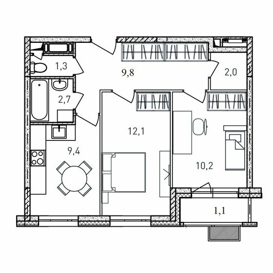 48,6 м², 2-комнатная квартира 9 865 800 ₽ - изображение 23