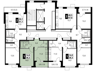 Квартира 38,3 м², 1-комнатная - изображение 1