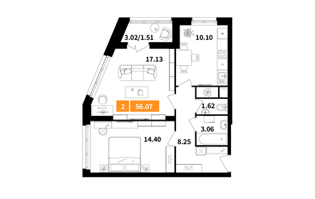 Квартира 56,1 м², 2-комнатная - изображение 1