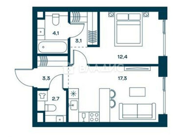 Квартира 42,9 м², 1-комнатная - изображение 1