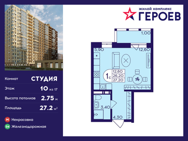 Квартира 27,2 м², студия - изображение 1