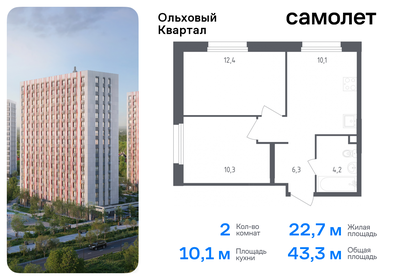 Квартира 43,3 м², 2-комнатная - изображение 1