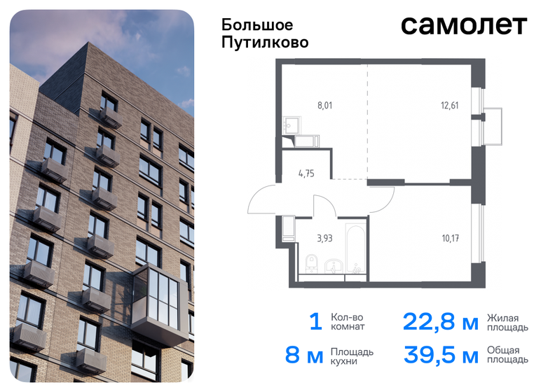 39,2 м², 1-комнатная квартира 9 936 520 ₽ - изображение 21