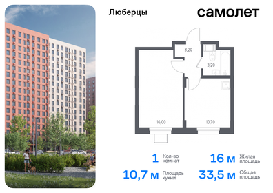 Квартира 33,5 м², 1-комнатные - изображение 1