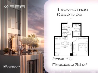 Квартира 34 м², 1-комнатная - изображение 1