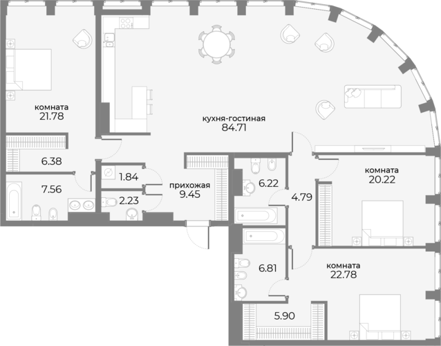 193,2 м², апартаменты-студия 347 760 000 ₽ - изображение 105