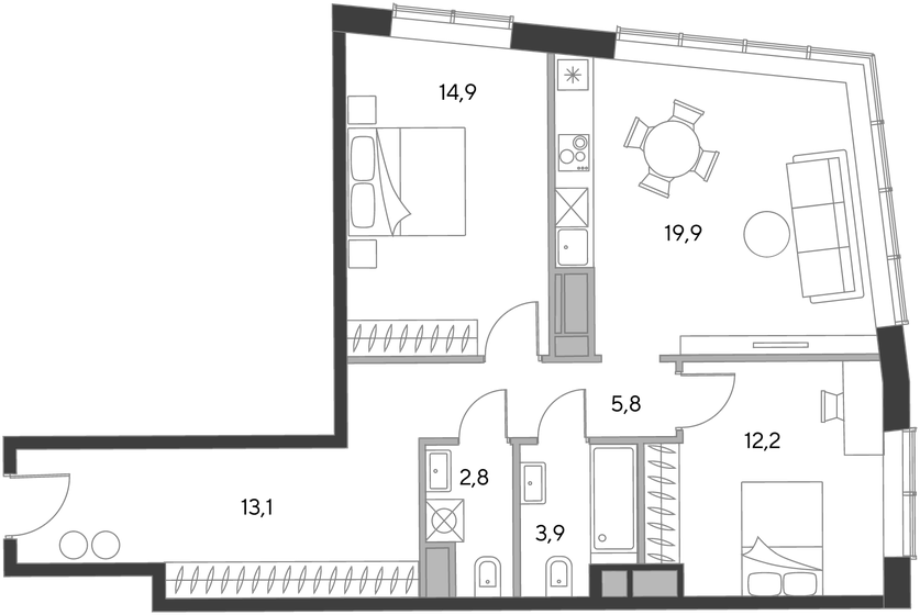 116,6 м², апартаменты-студия 61 798 000 ₽ - изображение 119