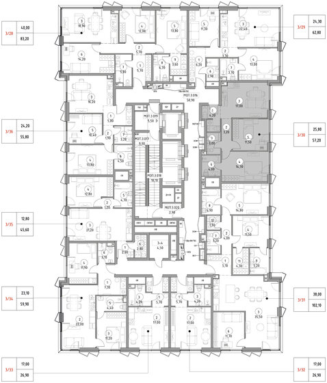 56 м², 3-комнатная квартира 16 900 000 ₽ - изображение 107