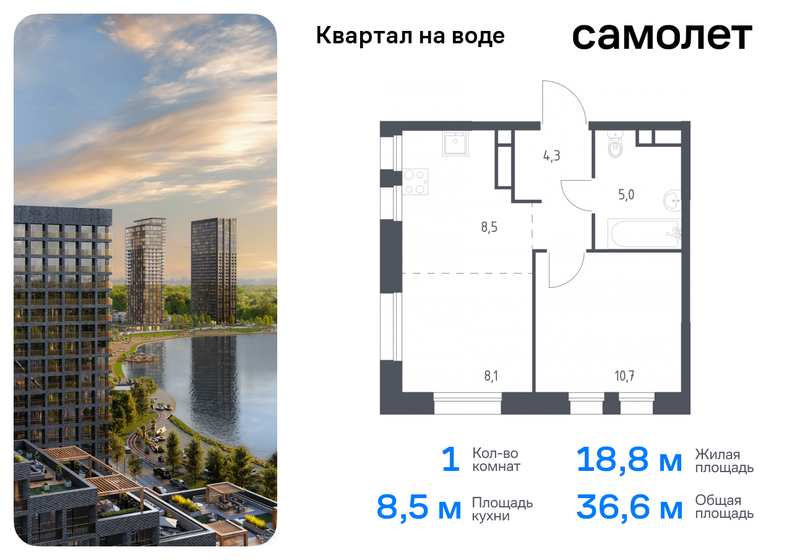 40,9 м², 1-комнатная квартира 16 583 968 ₽ - изображение 30