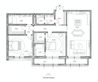 Квартира 143,2 м², 2-комнатная - изображение 1