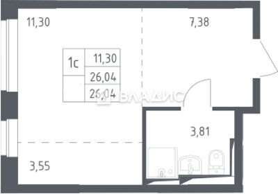 Квартира 26 м², студия - изображение 1