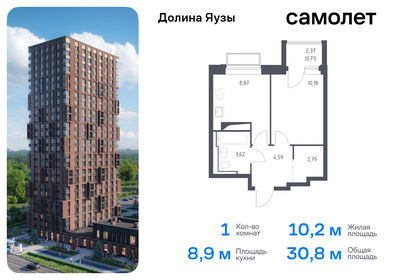 Квартира 30,8 м², 1-комнатная - изображение 1