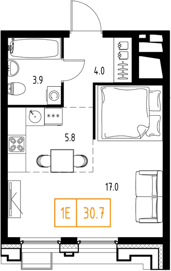 30,7 м², 1-комнатная квартира 11 352 215 ₽ - изображение 25